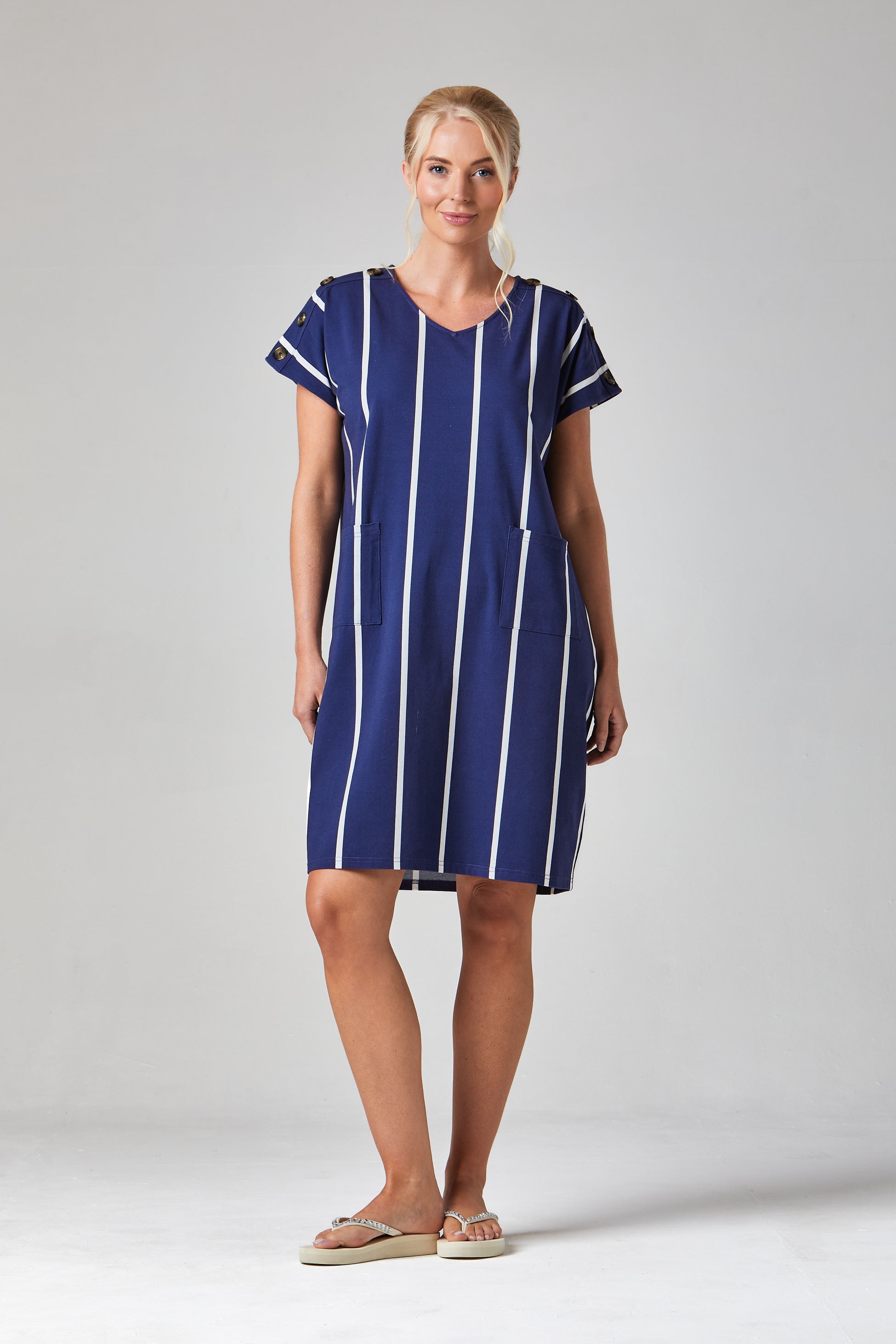 Button Shoulder Dress