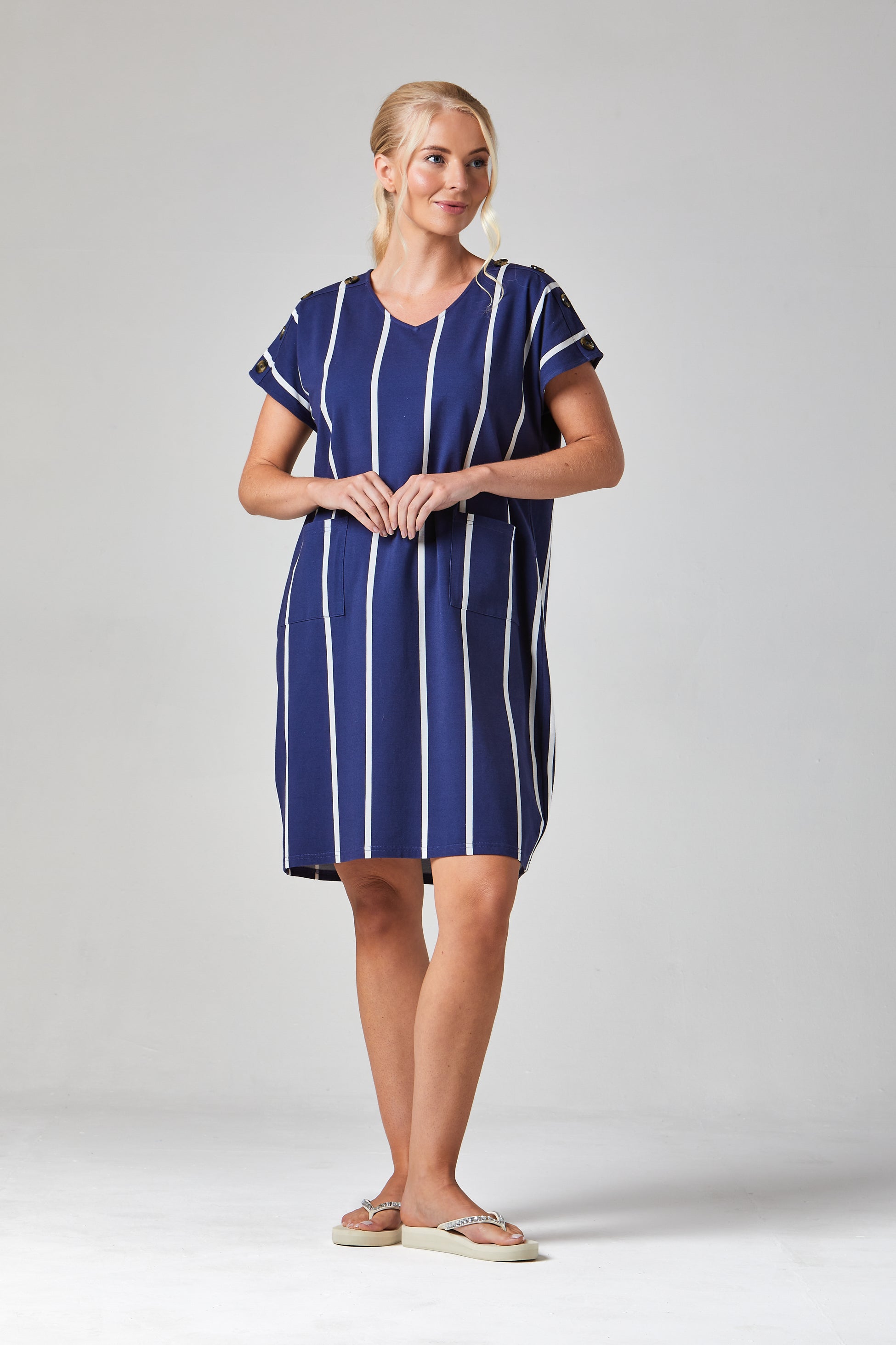 Button Shoulder Dress
