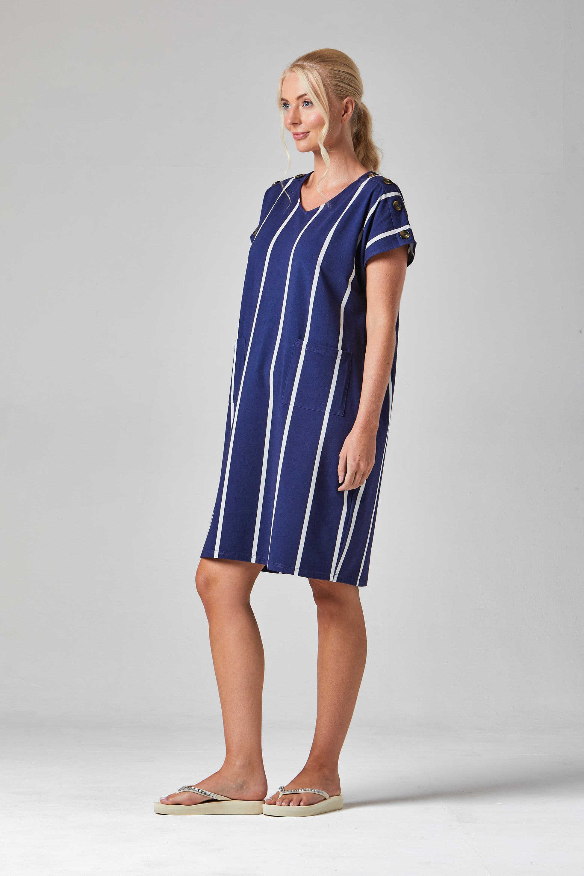 Button Shoulder Dress