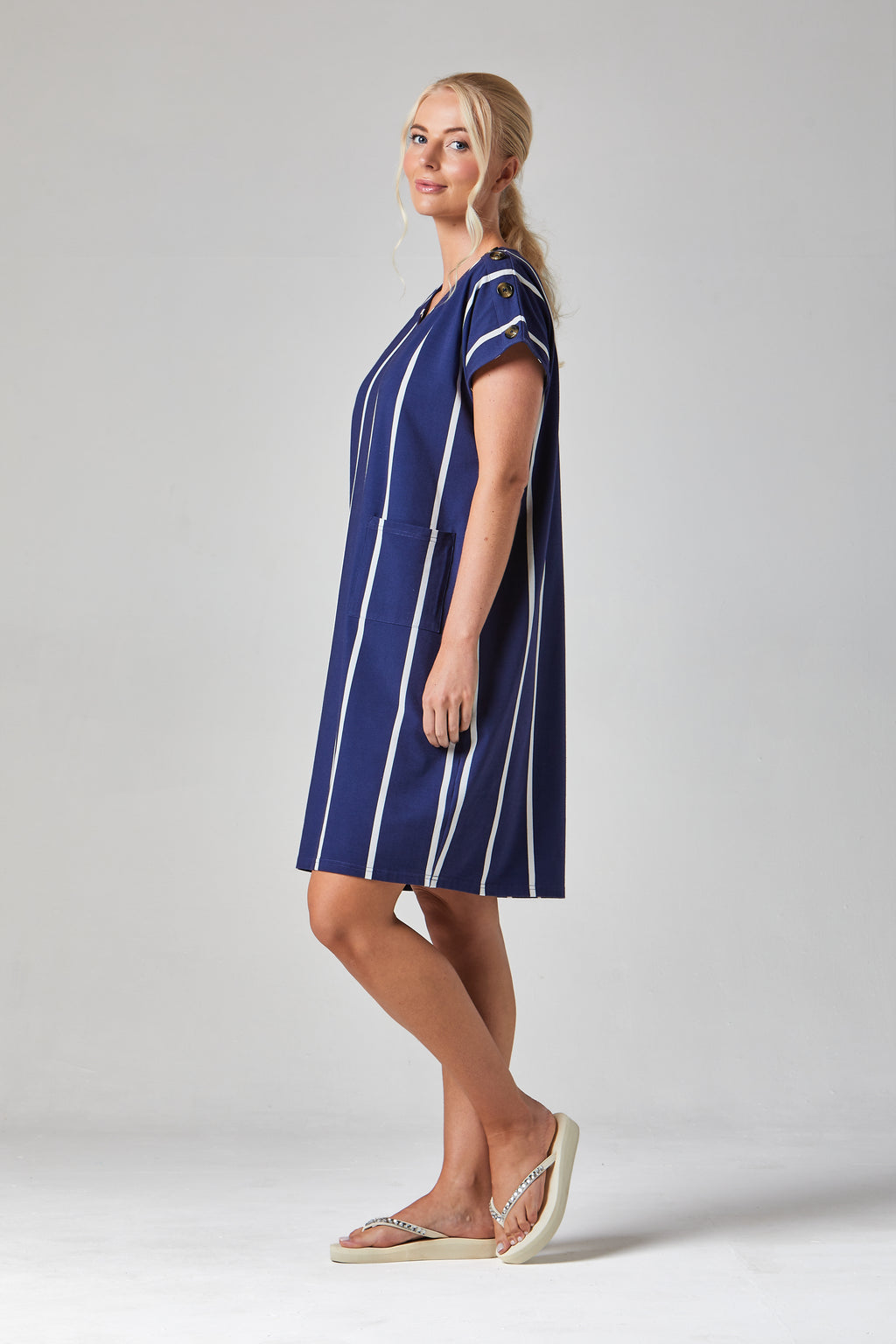 Button Shoulder Dress