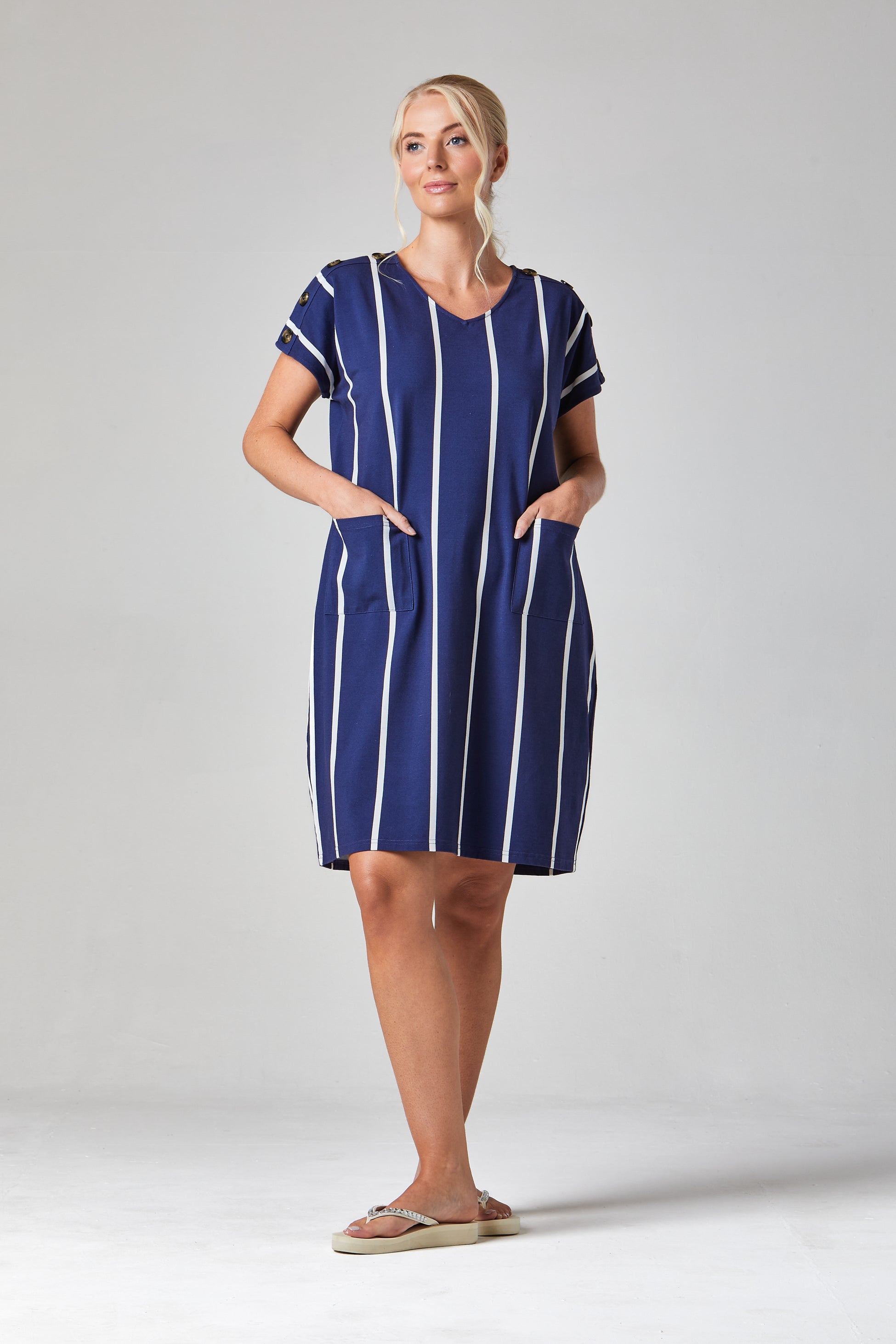 Button Shoulder Dress