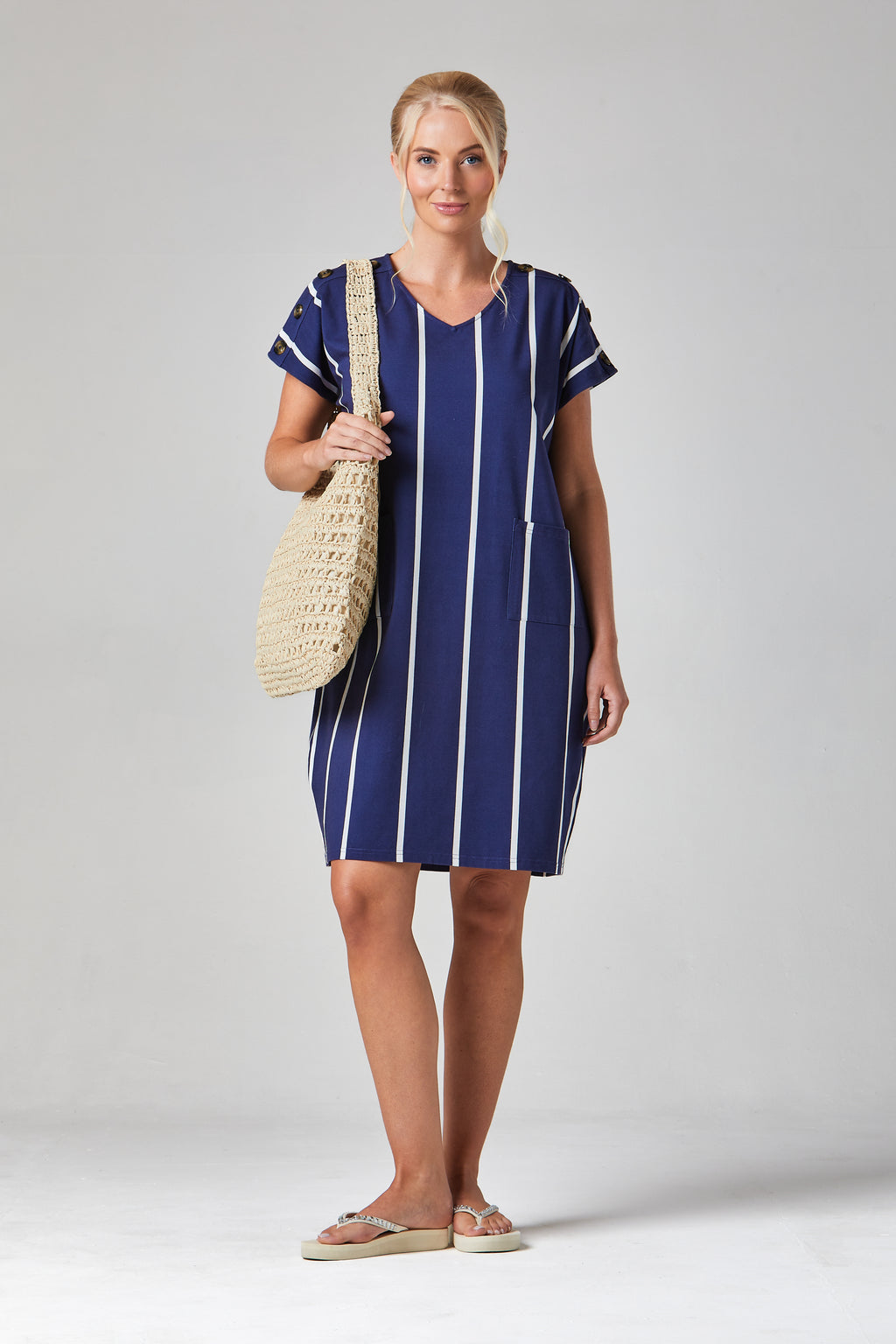Button Shoulder Dress