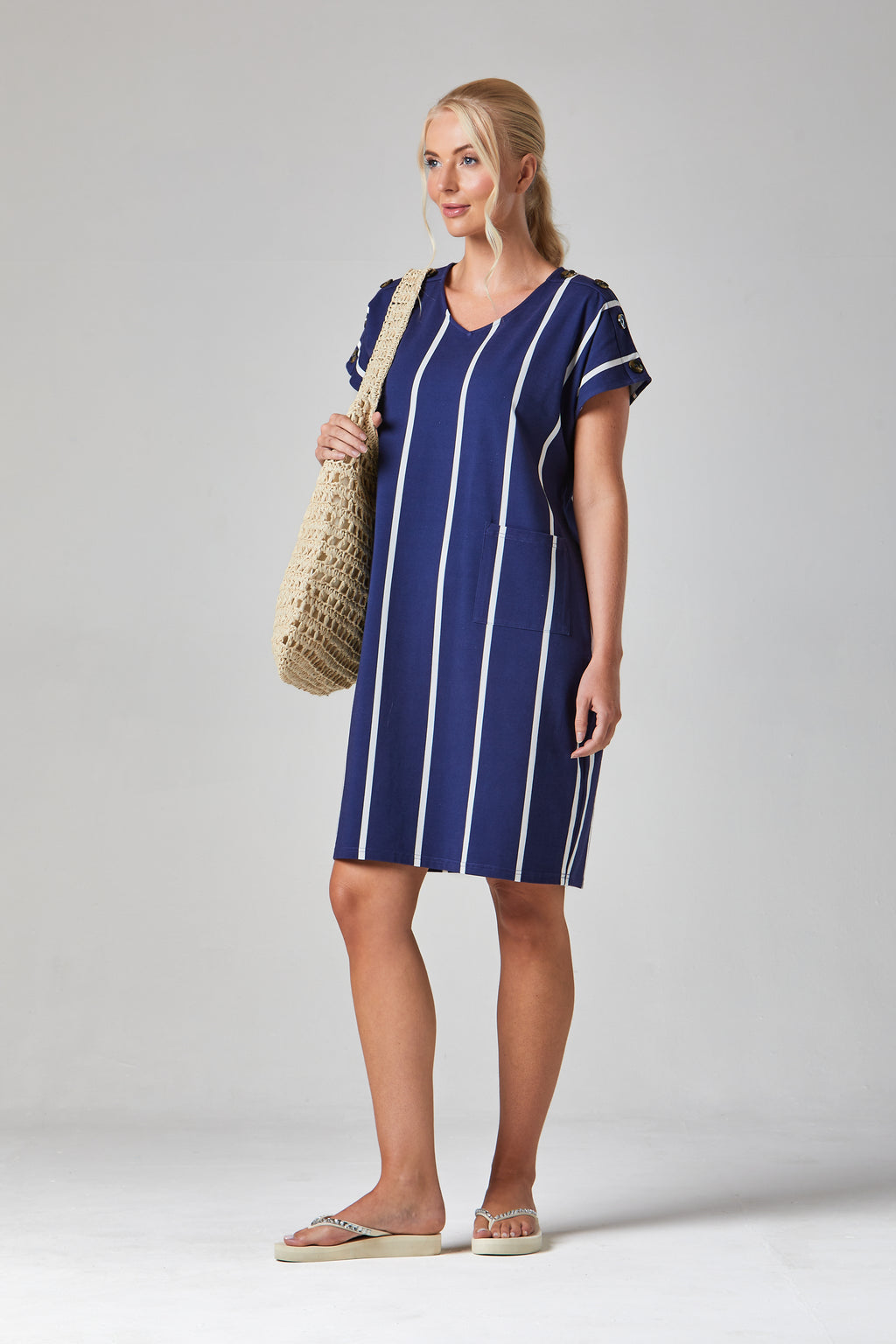 Button Shoulder Dress
