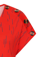 Button Central Print Dress