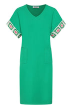 Buy CASSIE DRESS online Alice Collins Green dress with floral embroidery on sleeves