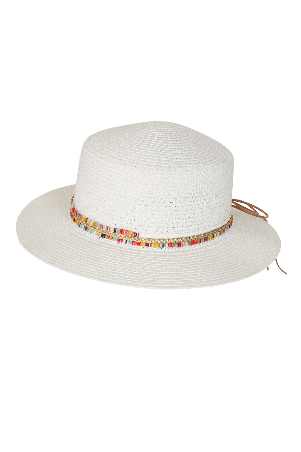 Buy Online Kay Hat Alice Collins White straw hat with a colorful band
