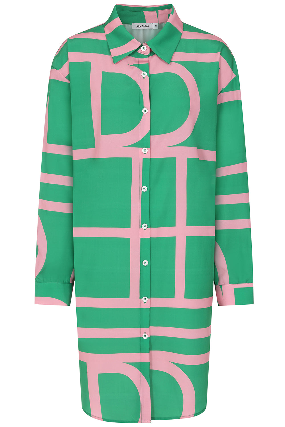 Buy Online Agata Shirt Dress Alice Collins Green and pink patterned dress