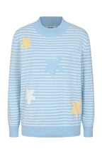 Buy Online Petula Pullover Alice Collins - Light blue striped sweater with starfish patterns on a white background
