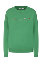 Buy Online Bee Pullover Alice Collins - Green sweater with embroidered design on a white background